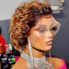 Synthetic Wigs* |  Pixie Cut Wig 1B 30 Brown Color Lace Spring Curl Short Bob Human Hair For Women Natural Blonde Burgundy Remy 231006 Synthetic Wigs* 1b 27