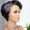 Synthetic Wigs* |  Pixie Cut Wig Transparent Lace Human Hair Wigs For Women Straight Short Bob Wig T Part Lace Wig Prepluck Brazilia Human Hair 230901 Synthetic Wigs* 1b 27 color