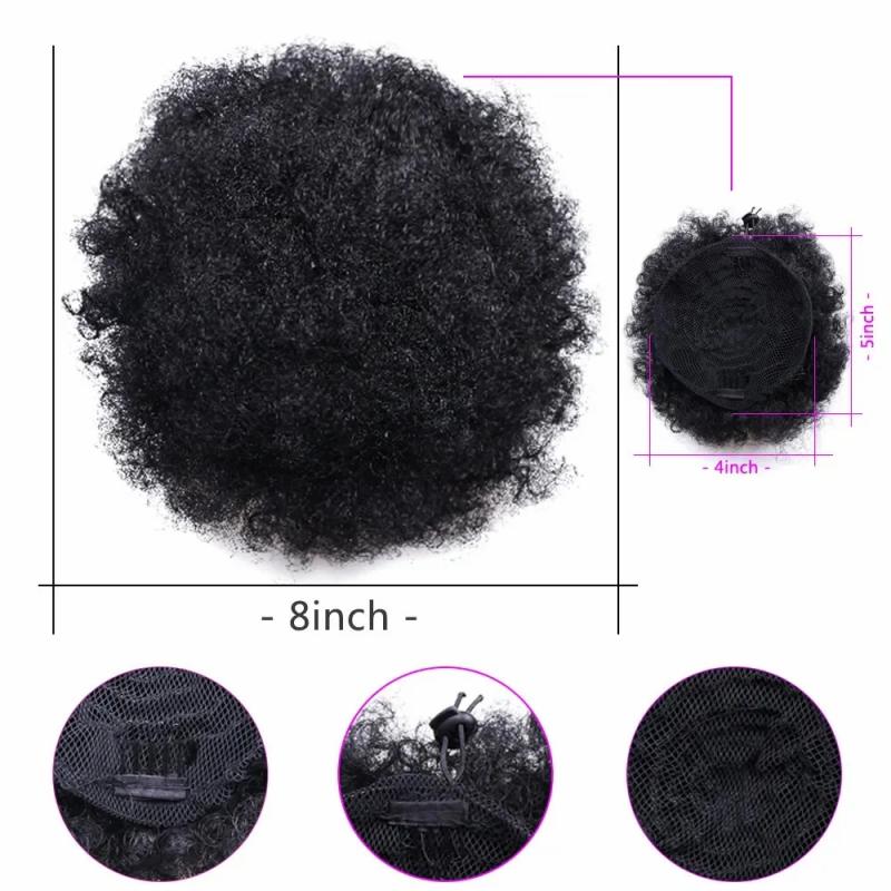 Synthetic Wigs* |  Short Afro Puff Synthetic Hair Bun Chignon Hairpiece For Women Kids Wig Drawstring Ponytail Kinky Curly Clip In 231006 Synthetic Wigs* #33