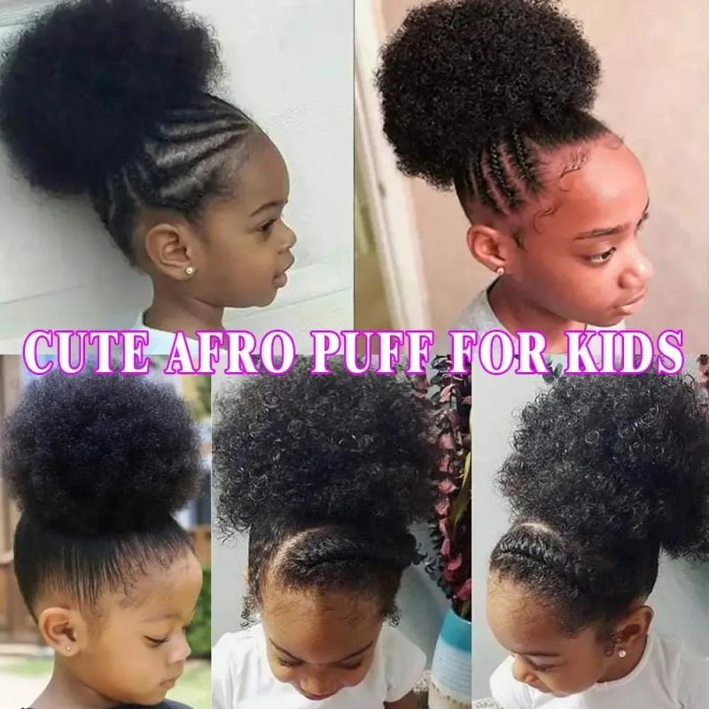 Synthetic Wigs* |  Short Afro Puff Synthetic Hair Bun Chignon Hairpiece For Women Kids Wig Drawstring Ponytail Kinky Curly Clip In 231006 Synthetic Wigs* #33