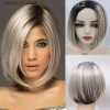 Synthetic Wigs* |  Short Bob Wigs For Women Short Straight Hair Wigs Black Roots Ombre Blonde Wig Bob Hairstyle Heat Resistant Synthetic Party Wig Q240115 Synthetic Wigs* #130