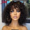 Synthetic Wigs* |  Short Pixie Bob Cut Human Hair Wigs With Bangs Jerry Curly Glueless Wig Highlight Honey Water Wave Blonde Colored Wigs For Women 230808 Synthetic Wigs* 1B