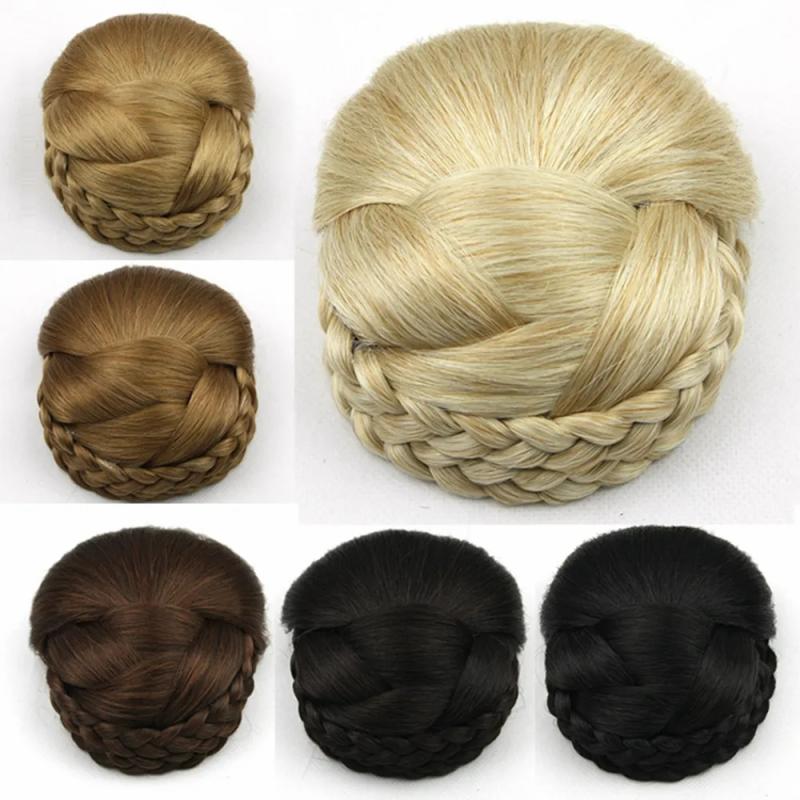 Synthetic Wigs* |  Soowee 6 Colors Knitted Braided Hair Clips In Chignon Synthetic Hair Donut Fake Hair Bun Headwear Hair Accessories For Women 230403 Synthetic Wigs* 1003