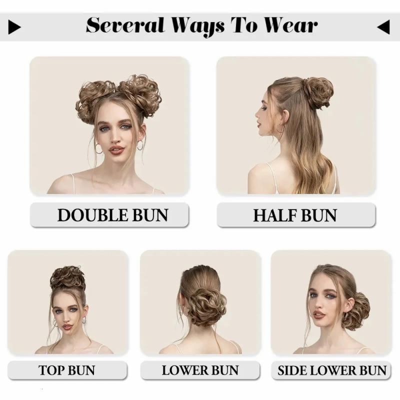 Synthetic Wigs* |  Synthetic Hair Bun Messy Curly Elastic Hair Scrunchies Hairpieces Synthetic Chignon Donut Updo Hair Pieces For Women 231006 Synthetic Wigs* 10