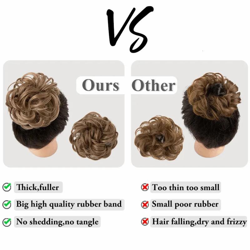 Synthetic Wigs* |  Synthetic Hair Bun Messy Curly Elastic Hair Scrunchies Hairpieces Synthetic Chignon Donut Updo Hair Pieces For Women 231006 Synthetic Wigs* 10