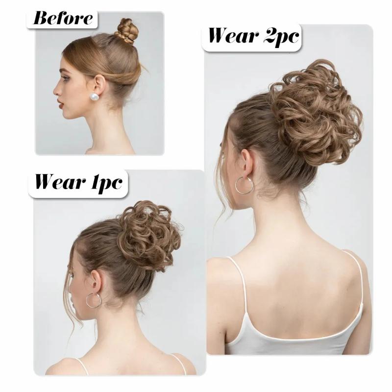 Synthetic Wigs* |  Synthetic Hair Bun Messy Curly Elastic Hair Scrunchies Hairpieces Synthetic Chignon Donut Updo Hair Pieces For Women 231006 Synthetic Wigs* 10