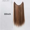 Synthetic Wigs* |  Synthetic Hair Extention Invisible Wire Hair S With Transparent Wire Long Straight Brown Balayage Hairpieces For Women Y240401 Synthetic Wigs* Auburn