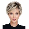 Synthetic Wigs* |  Whimsical W Short Straight Ombre Blonde With Bang For Women Natural Hair Dark Roots Heat Resistant 230417 Synthetic Wigs* brown blonde