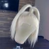 Synthetic Wigs* | White Bone Straight Short Bob Human Hair Wigs Glueless 13X4 Blonde Lace Front Wig For Women Transparent Hd Lace Frontal Wig Synthetic Synthetic Wigs* Ash Blonde Color