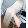 Synthetic Wigs* | White Human Hair Wigs For Women Platinum Blonde Lace Front Wig Straight Brazilian Remy Hair Hd Transparent Lace Wigs Synthetic Wigs* Ash Blonde Color