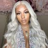 Synthetic Wigs* | White Human Hair Wigs For Women Platinum Blonde Lace Front Wig Straight Brazilian Remy Hair Hd Transparent Lace Wigs Synthetic Wigs* Ash Blonde Color