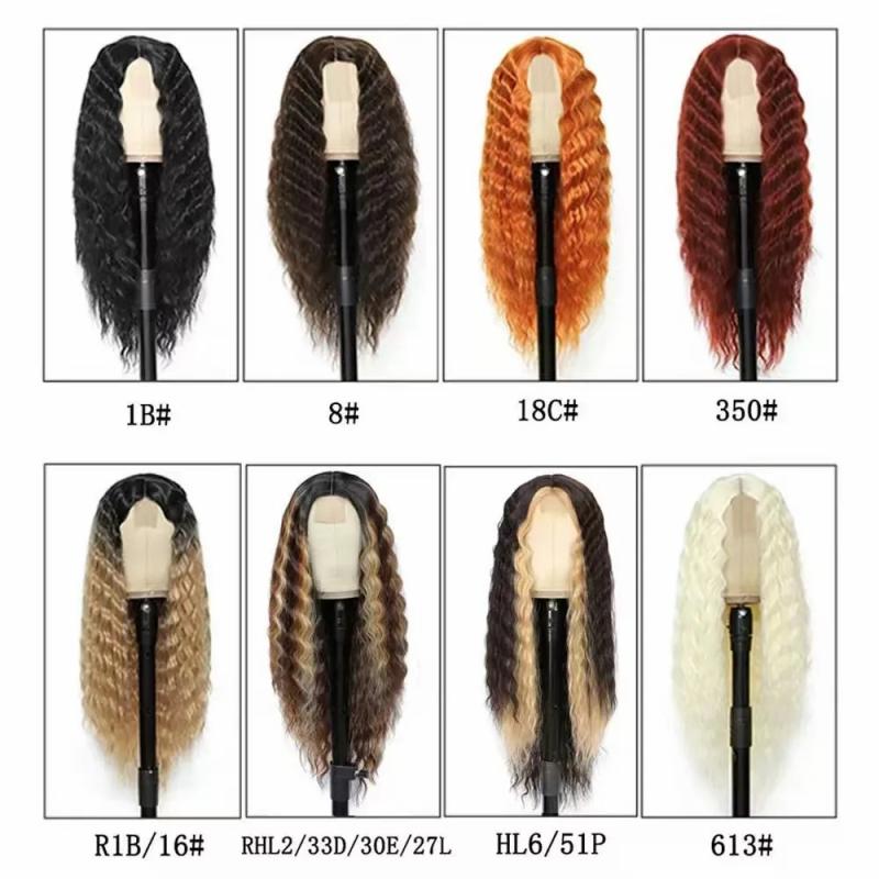 Synthetic Wigs* | Wholesale 7Kinds Multicolored Naturally Long Curly Hair Bangs Synthetic Hair Wigs For Women Resistant Synthetic Wigs Fast Ship Synthetic Wigs* black