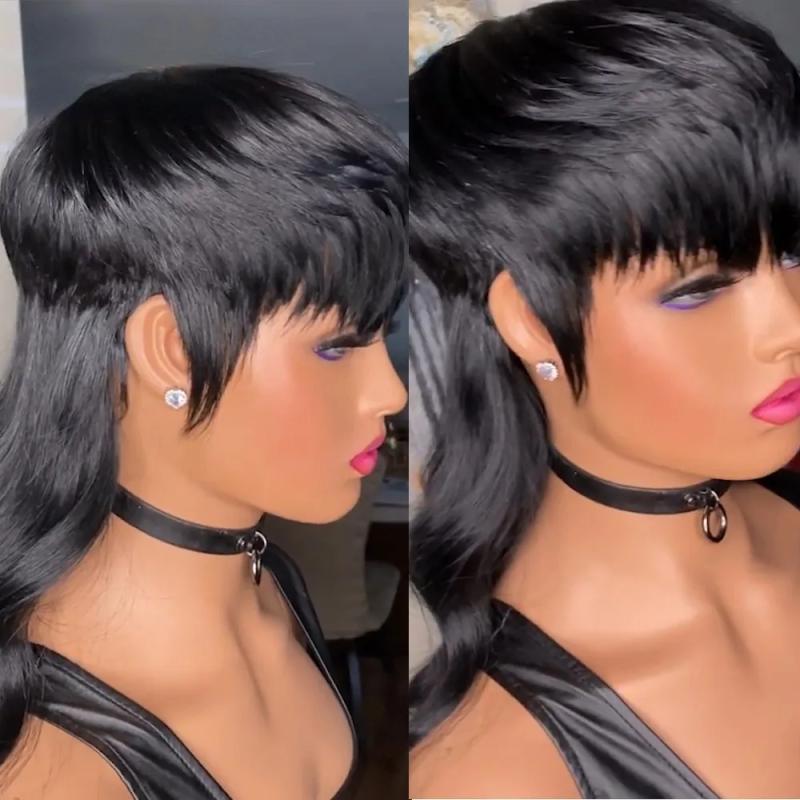 Hair Wigs | 180Density Full Brazilian Hair Short Pixie Cut Wigs Highlight Blonde Wig With Bangs Body Wave Glueless Ombre Human Hair Wigs For Women Hair Wigs Hair Wigs