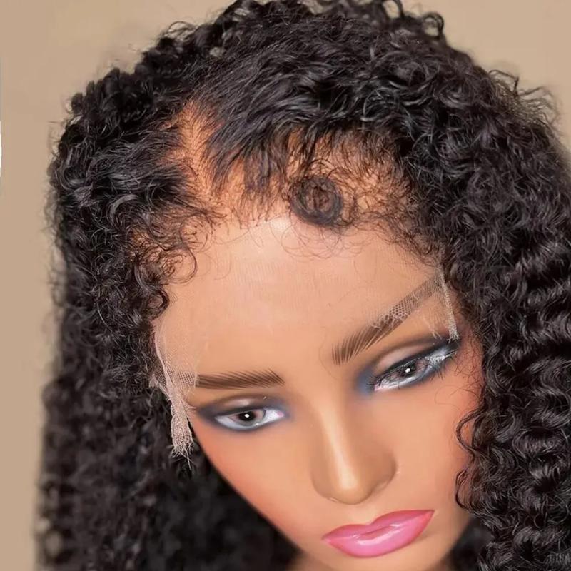 Hair Wigs | Brazilian Curly Wig Human Hair 4C Hairline Edge Kinky Curly Wig With Curly Baby Hair Hd Lace Frontal Synthetic Wig Hair Wigs Hair Wigs