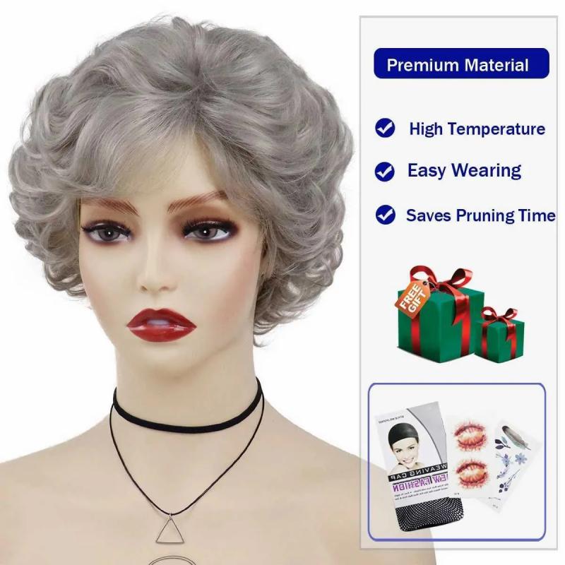 Hair Wigs | Nxy Vhair Wigs Gnimegil Synthetic Ombre Gray Curly Wig For Women Short Mommy Old Lady 60S Dorothy Golden Girls Costume Grandmother 240330 Hair Wigs Auburn