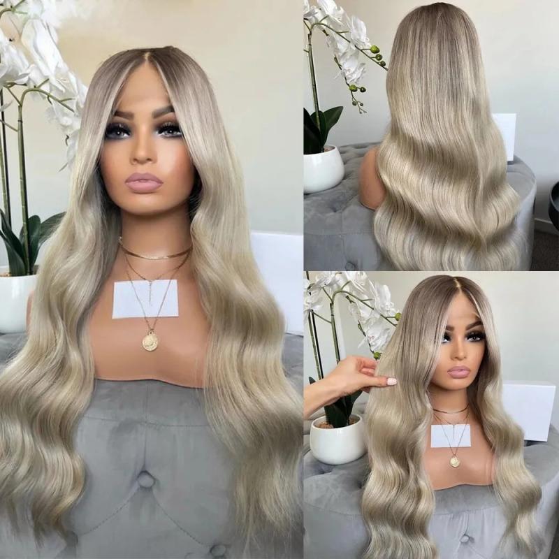 Hair Wigs | Peruvian Hair Ash Blonde Honey Colored Lace Frontal Wigs 13X4 Hd Transparent Lace Wig For Women Full Lace Ombre Wig With Natural Baby Hair Hair Wigs Black Color