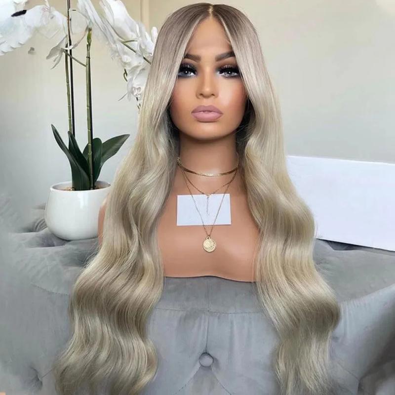 Hair Wigs | Peruvian Hair Ash Blonde Honey Colored Lace Frontal Wigs 13X4 Hd Transparent Lace Wig For Women Full Lace Ombre Wig With Natural Baby Hair Hair Wigs Black Color