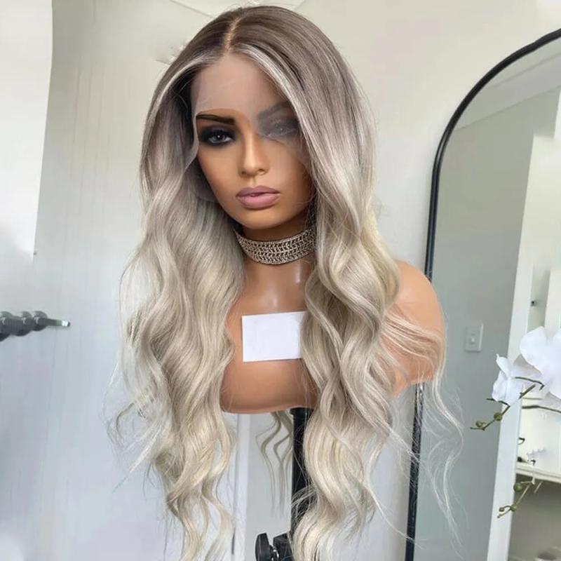 Hair Wigs | Peruvian Hair Ash Blonde Honey Colored Lace Frontal Wigs 13X4 Hd Transparent Lace Wig For Women Full Lace Ombre Wig With Natural Baby Hair Hair Wigs Black Color