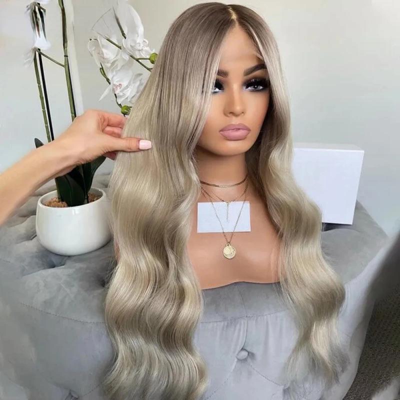 Hair Wigs | Peruvian Hair Ash Blonde Honey Colored Lace Frontal Wigs 13X4 Hd Transparent Lace Wig For Women Full Lace Ombre Wig With Natural Baby Hair Hair Wigs Black Color