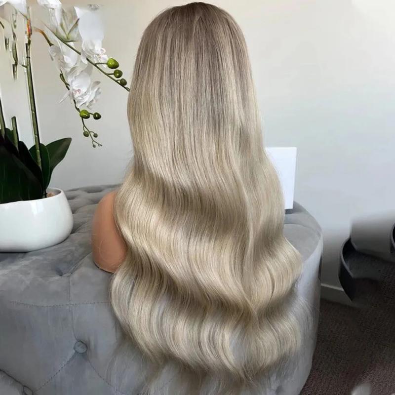 Hair Wigs | Peruvian Hair Ash Blonde Honey Colored Lace Frontal Wigs 13X4 Hd Transparent Lace Wig For Women Full Lace Ombre Wig With Natural Baby Hair Hair Wigs Black Color