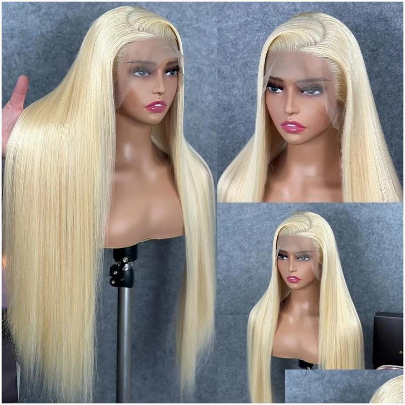 Synthetic Wigs* |  200Density 613 Hd Lace Frontal Wig 13X4 Straight Front Human Hair For Black Women Long Cosplay Preplucked Drop Deliver Dhvjl Synthetic Wigs* Auburn