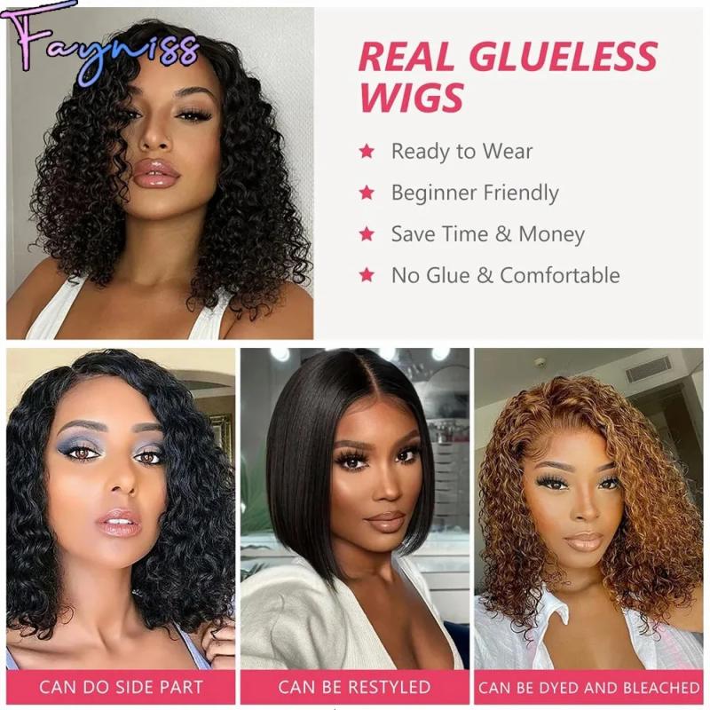 Synthetic Wigs* | Synthetic S Glueless Water Wave Wear And Go Bob For Women Human Hair Ready To Curly Pre Cut Lace 231115 Synthetic Wigs* Synthetic Wigs*