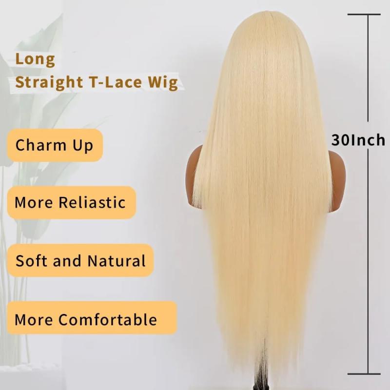 Lace Wigs | Brazilian 613 Light Blonde 13X1X4 Hd Transparent Lace Frontal Wigs Natural Long Straight Soft Full Hair 30 Inch Heat Resistant Synthetic Lace Front Wig Black Women Lace Wigs Lace Wigs