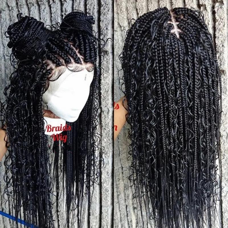 Lace Wigs | Fashion 180Density Full Beautiful Goddess Box Braids Lace Front Wig Handmade Curly Braids Cornrow Wig For Black Women Lace Wigs Lace Wigs