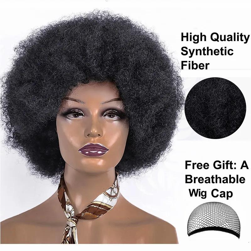 Synthetic Wigs* |  Afro Wig Short Fluffy Hair For Black Women Kinky Curly Party Dance Cosplay With Bangs 230417 Synthetic Wigs* #27