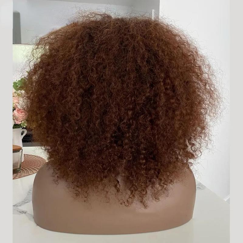 Synthetic Wigs* | Black Lace Front Human Hair Wigs With Bangs Short Bob Afro Kinky Curly Lace Frontal Wig For Black Women Full 180% Density Synthetic Wigs* Synthetic Wigs*