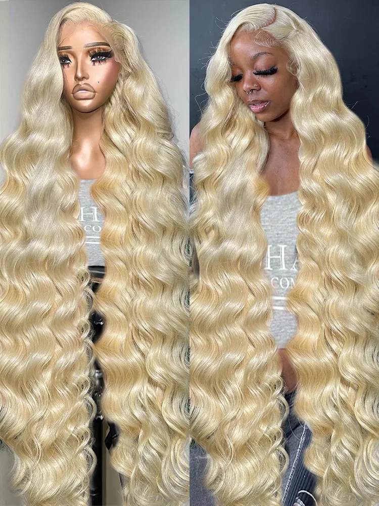 Synthetic Wigs* |  Luvin Brazilian 30 40 Inch 613 Honey Blonde Color 13X6 Lace Front Wigs 250% Body Wave 13X4 Lace Frontal Human Hair Wig For Women 230901 Synthetic Wigs* Synthetic Wigs*