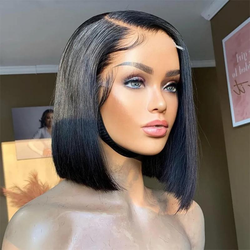 Synthetic Wigs* |  Short Bob Human Brazilian 13X1 T Part Straight Lace Front For Women Transparent Pre Plucked Bone 230629 Synthetic Wigs* Synthetic Wigs*