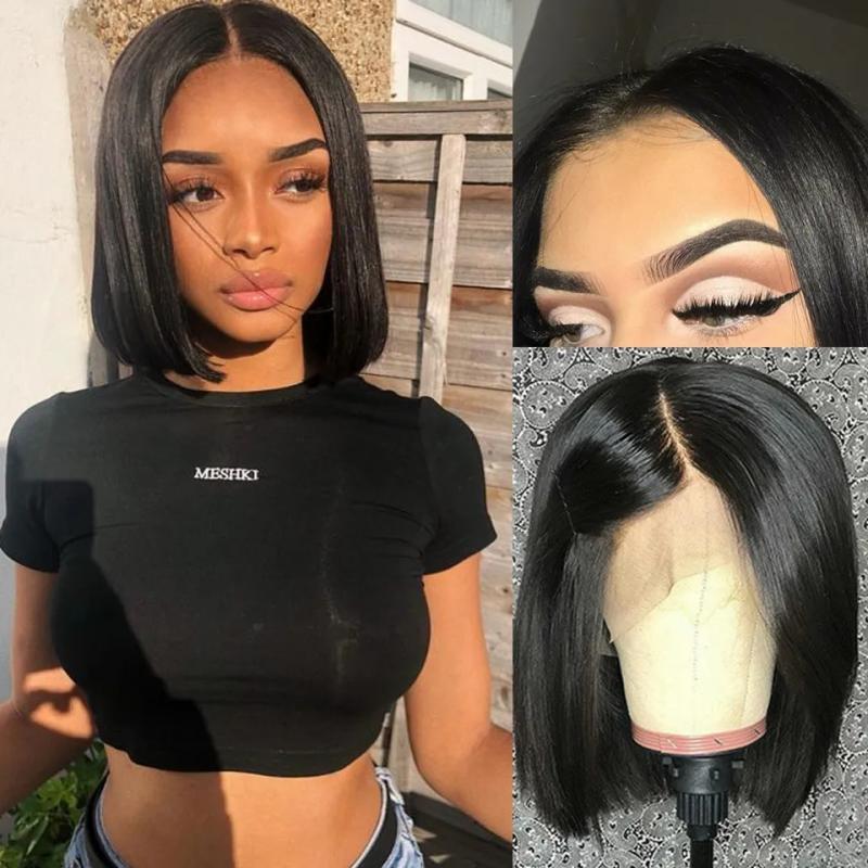 Lace Wigs | Human Hair Wigs Bob 13X4 Transparent Lace Frontal Wig Pre Plucked Bleached Knots 100% Human Hair Lace Wigs Lace Wigs