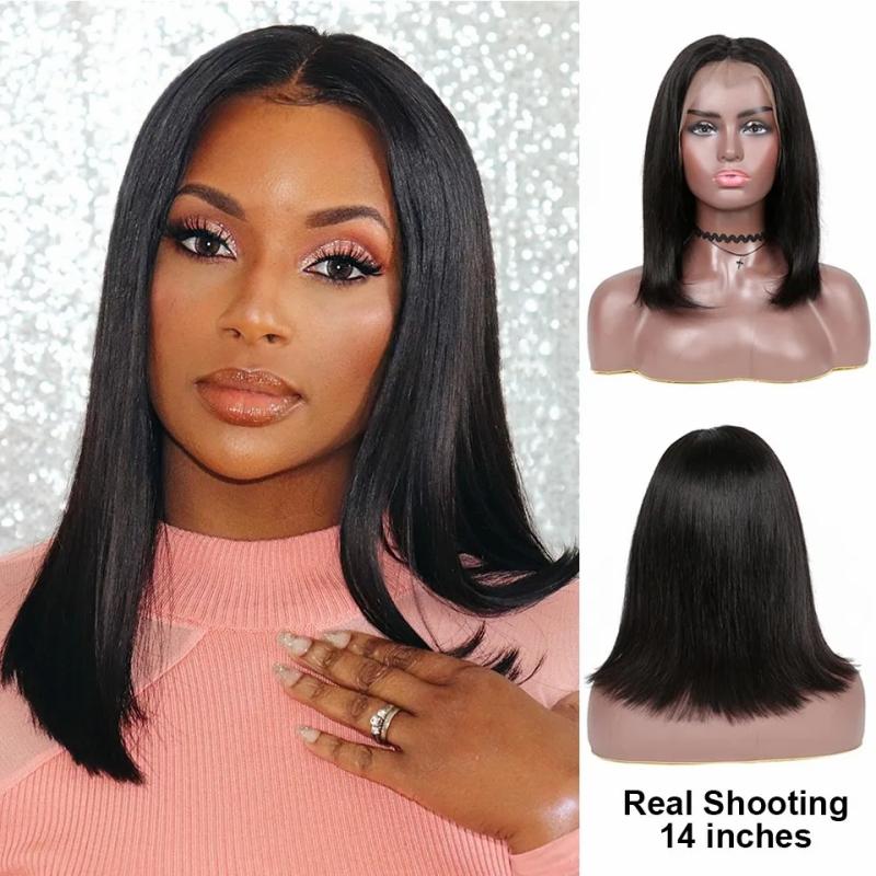 Lace Wigs | Human Hair Wigs Bob 13X4 Transparent Lace Frontal Wig Pre Plucked Bleached Knots 100% Human Hair Lace Wigs Lace Wigs