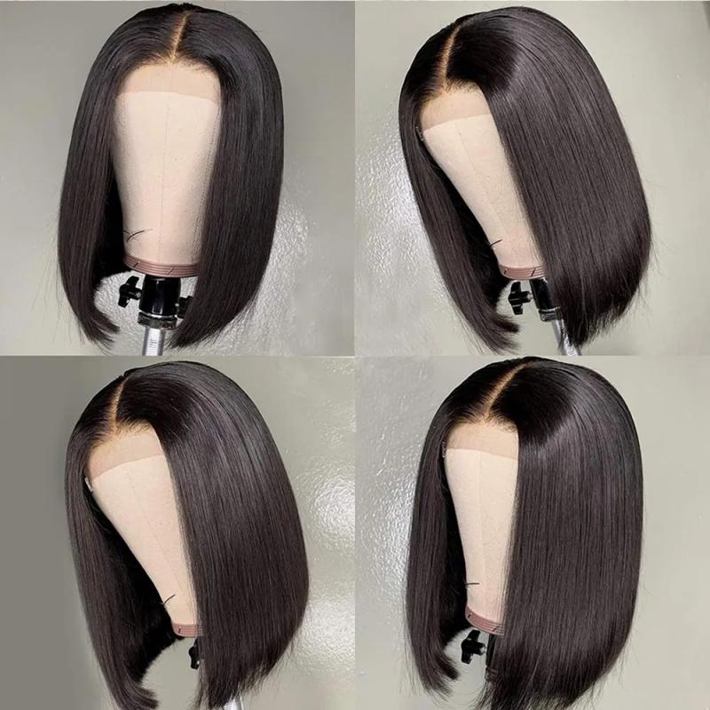 Lace Wigs | Human Hair Wigs Bob 13X4 Transparent Lace Frontal Wig Pre Plucked Bleached Knots 100% Human Hair Lace Wigs Lace Wigs