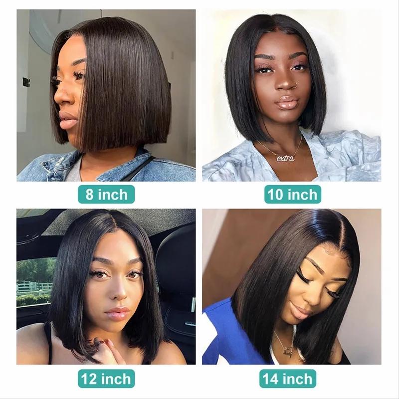 Lace Wigs | Ishow 13X2 Transparent Hd Lace Frontal Human Hair Wigs Short Bob Swiss Lace Front Wig Brazilian Virgin Straight For Women Natural Black 8-12 Inch Peruvian Lace Wigs Lace Wigs