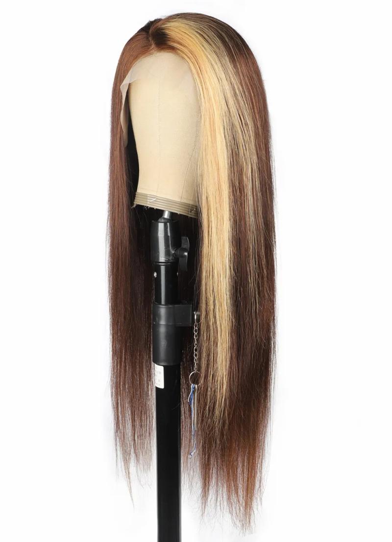 Lace Wigs | Ishow 28 30 Inch 150% 180% 250% High Density 4*4 Human Hair Wigs Transparent Lace Closure Wig Straight For Women Honey Blonde 4/27 Highlight Ombre Color Lace Wigs Lace Wigs