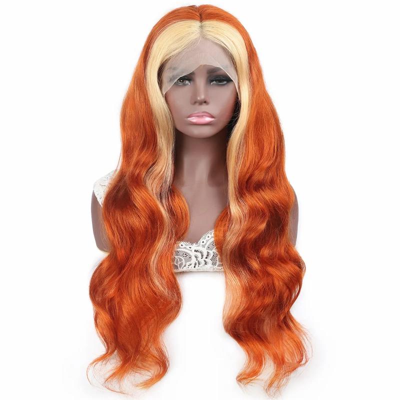 Lace Wigs | Ishow Body Wave 13X1 T Part Transparent Lace Front Wig Orange Ginger Blonde 613 Blue Red Pink 99J Color Remy Pre Plucked Human Hair Wigs For Women Girls All Ages 8-28Inch Lace Wigs Lace Wigs