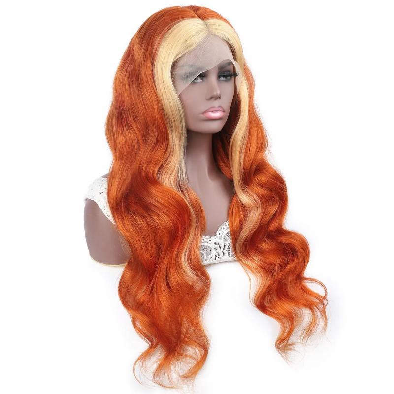 Lace Wigs | Ishow Body Wave 13X1 T Part Transparent Lace Front Wig Orange Ginger Blonde 613 Blue Red Pink 99J Color Remy Pre Plucked Human Hair Wigs For Women Girls All Ages 8-28Inch Lace Wigs Lace Wigs