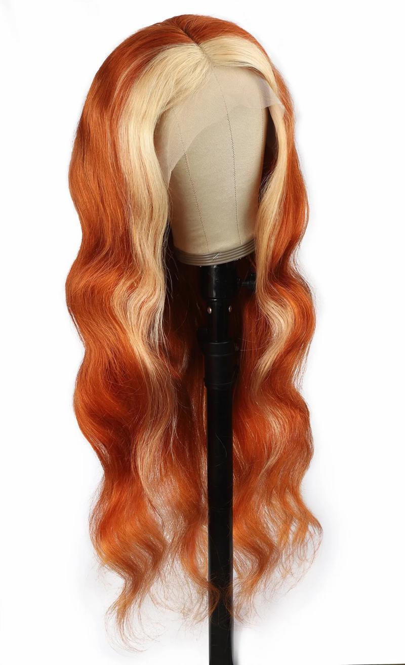 Lace Wigs | Ishow Body Wave 13X1 T Part Transparent Lace Front Wig Orange Ginger Blonde 613 Blue Red Pink 99J Color Remy Pre Plucked Human Hair Wigs For Women Girls All Ages 8-28Inch Lace Wigs Lace Wigs