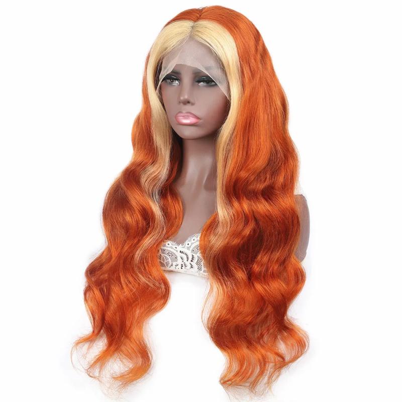 Lace Wigs | Ishow Body Wave 13X1 T Part Transparent Lace Front Wig Orange Ginger Blonde 613 Blue Red Pink 99J Color Remy Pre Plucked Human Hair Wigs For Women Girls All Ages 8-28Inch Lace Wigs Lace Wigs