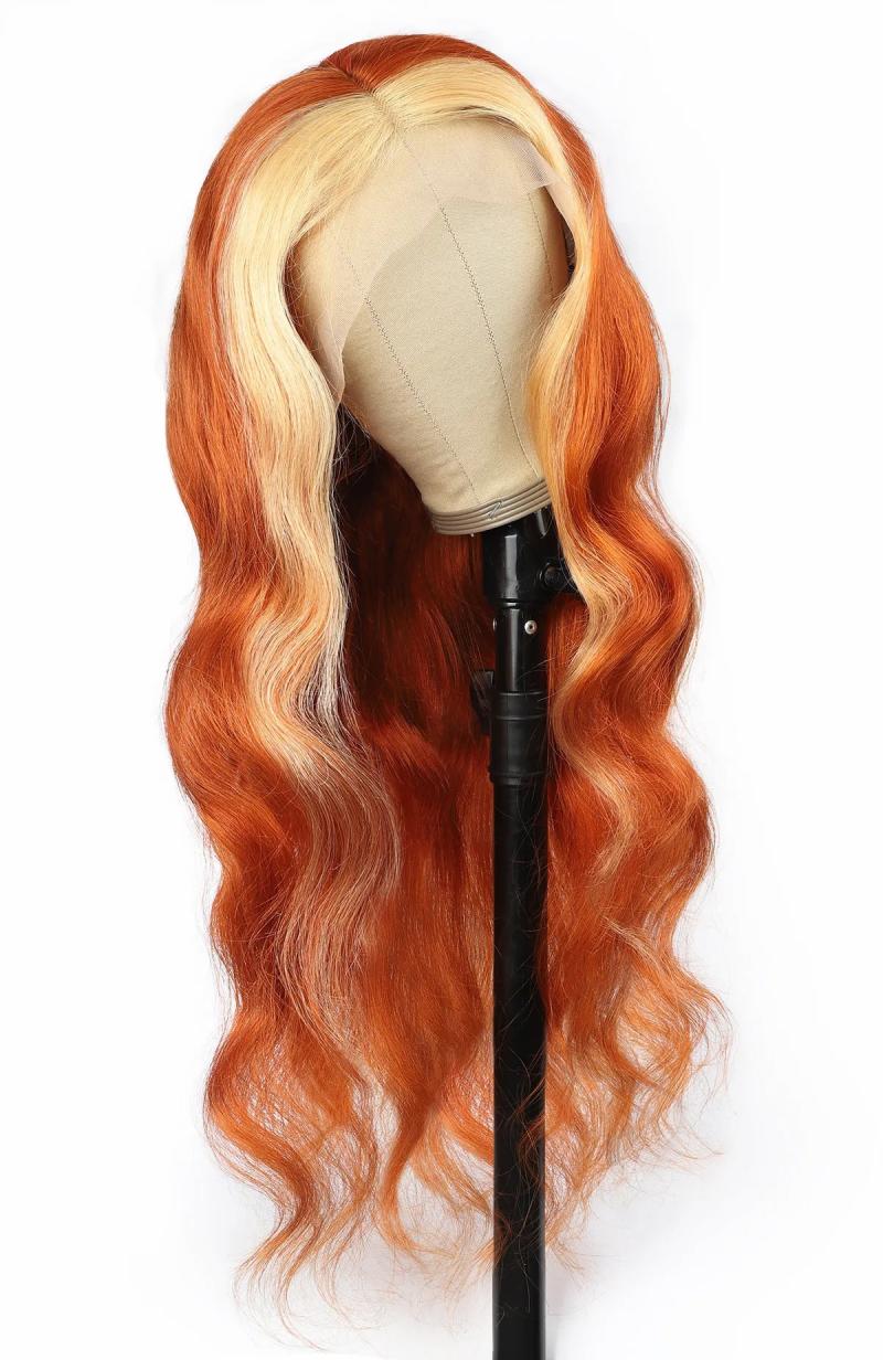 Lace Wigs | Ishow Body Wave 13X1 T Part Transparent Lace Front Wig Orange Ginger Blonde 613 Blue Red Pink 99J Color Remy Pre Plucked Human Hair Wigs For Women Girls All Ages 8-28Inch Lace Wigs Lace Wigs