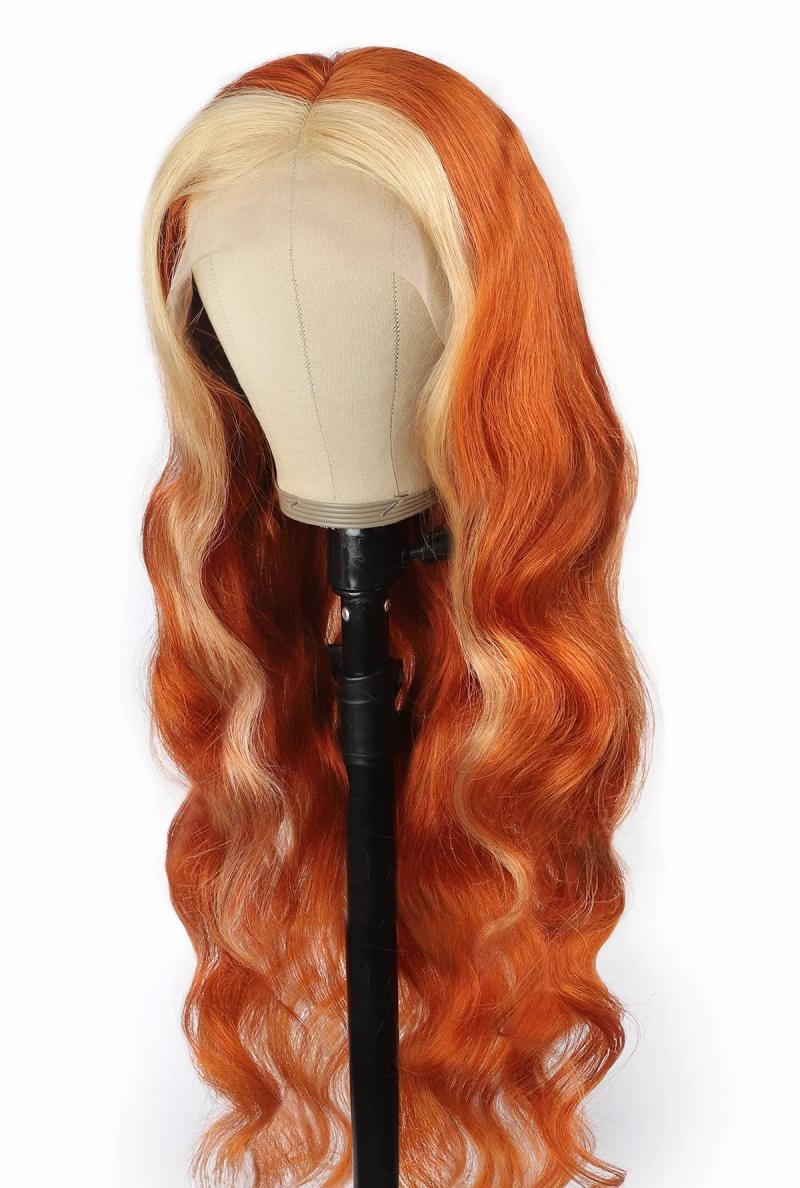 Lace Wigs | Ishow Body Wave 13X1 T Part Transparent Lace Front Wig Orange Ginger Blonde 613 Blue Red Pink 99J Color Remy Pre Plucked Human Hair Wigs For Women Girls All Ages 8-28Inch Lace Wigs Lace Wigs