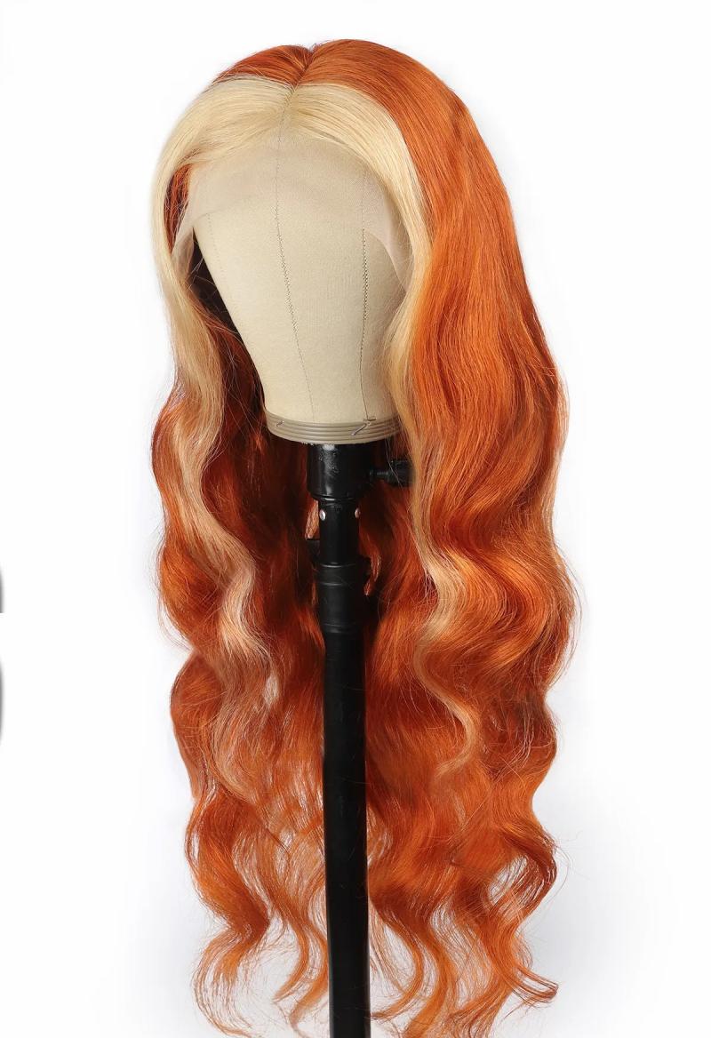 Lace Wigs | Ishow Body Wave 13X1 T Part Transparent Lace Front Wig Orange Ginger Blonde 613 Blue Red Pink 99J Color Remy Pre Plucked Human Hair Wigs For Women Girls All Ages 8-28Inch Lace Wigs Lace Wigs