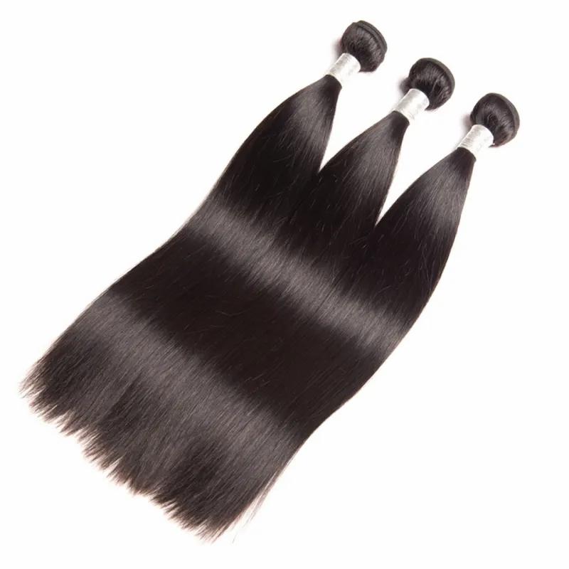 Hair Extensions | Brazilian Human Hair 3 Bundles Straight Peruvian Indian Malaysian Virgin Hair Extensions Double Wefts 10-30Inch Hair Extensions Hair Extensions