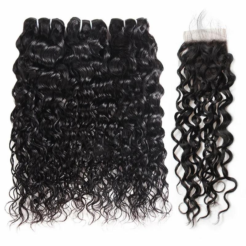 Hair Extensions | Ishow Virgin Weave Extensions Body Wave 8-28Inch For Women Straight Deep Loose Curly Water Wefts Natural Black Color Human Hair Bundles With Lace Closure Peruvian Hair Extensions Hair Extensions