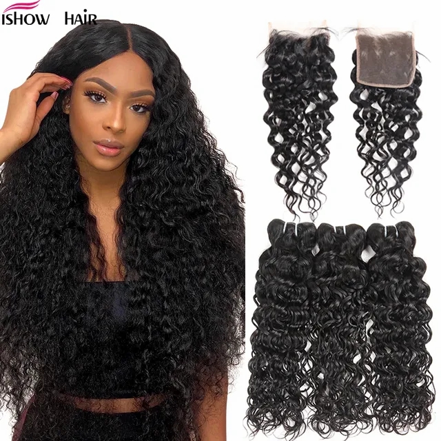 Hair Extensions | Ishow Virgin Weave Extensions Body Wave 8-28Inch For Women Straight Deep Loose Curly Water Wefts Natural Black Color Human Hair Bundles With Lace Closure Peruvian Hair Extensions Hair Extensions