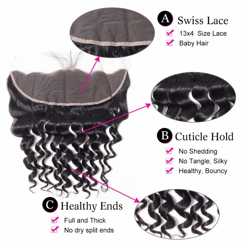 Hair Extensions | Loose Deep Wave Human Hair 13X4 Transparent Lace Frontals Closures Pre Plucked Natural Hairline Hair Extensions Hair Extensions