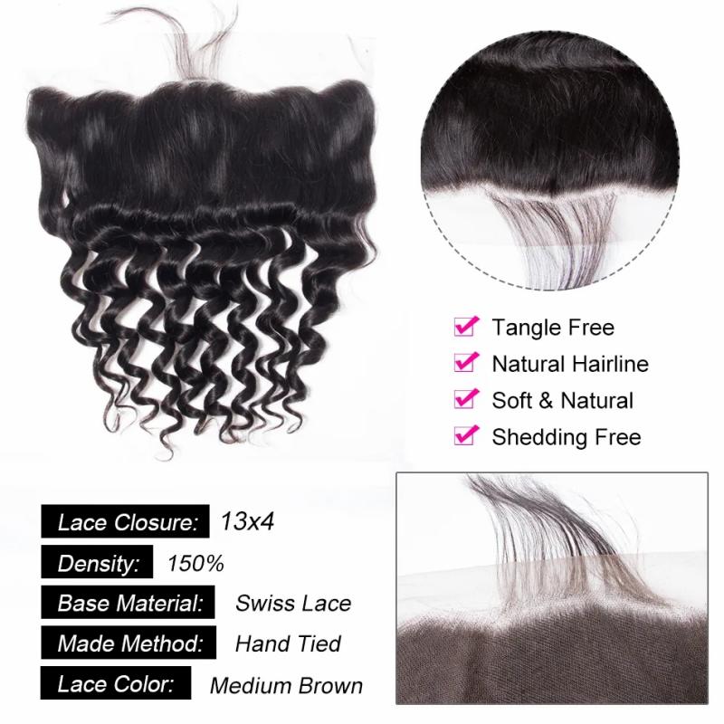 Hair Extensions | Loose Deep Wave Human Hair 13X4 Transparent Lace Frontals Closures Pre Plucked Natural Hairline Hair Extensions Hair Extensions