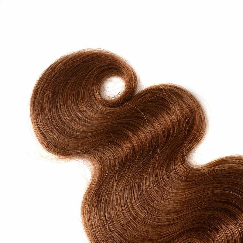 Hair Extensions | Peruvian Human Hair Bundles Ombre Hair With 4X4 Lace Closure 4 Pieces/Lot Body Wave 1B/30 Bundles With Closure Middle Three Free Part Hair Extensions Hair Extensions